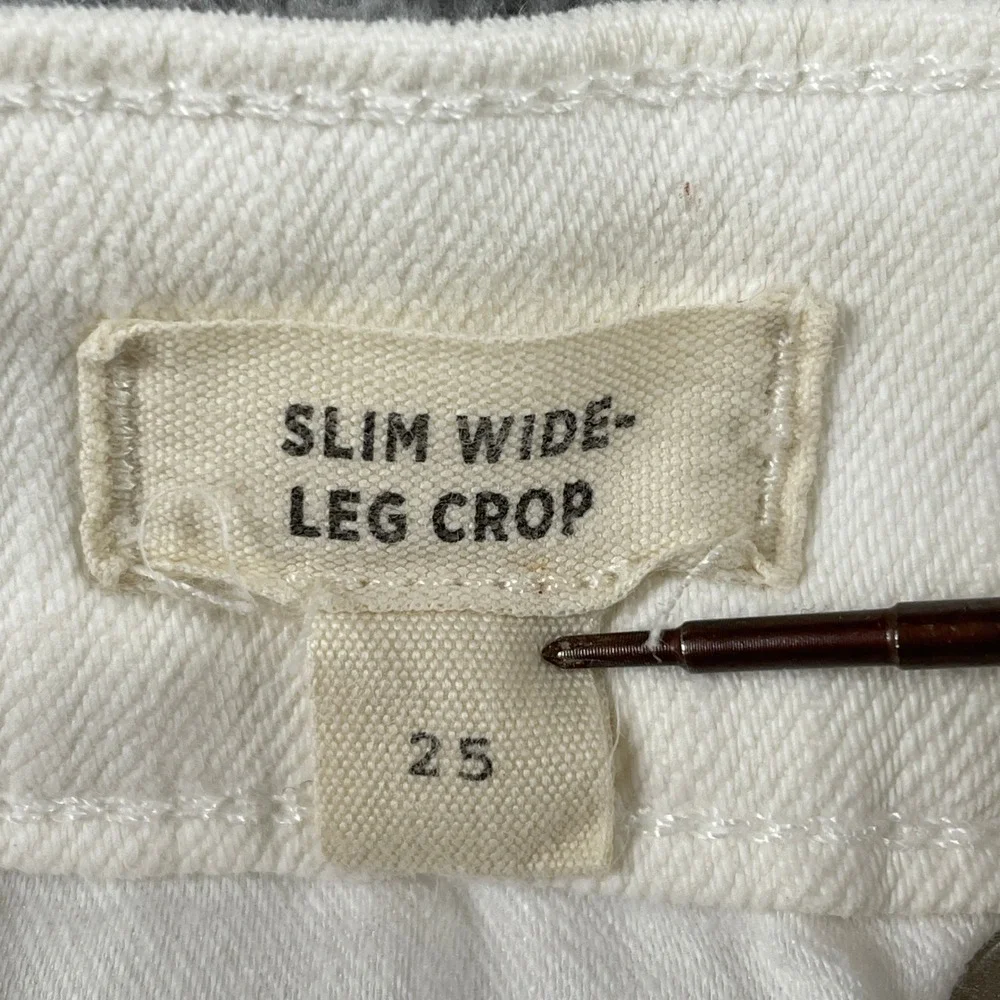 Madewell Jeans Womens 25 White Slim Wide-Leg Crop High Rise Denim Pants Stretch